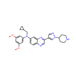 COc1cc(OC)cc(N(CC2CC2)c2ccc3ncc(-c4cnn(C5CCNCC5)c4)nc3c2)c1 ZINC000204169439