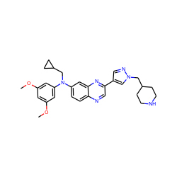 COc1cc(OC)cc(N(CC2CC2)c2ccc3ncc(-c4cnn(CC5CCNCC5)c4)nc3c2)c1 ZINC000204146696