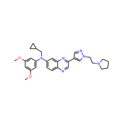COc1cc(OC)cc(N(CC2CC2)c2ccc3ncc(-c4cnn(CCN5CCCC5)c4)nc3c2)c1 ZINC000204147627