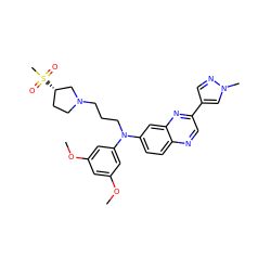 COc1cc(OC)cc(N(CCCN2CC[C@H](S(C)(=O)=O)C2)c2ccc3ncc(-c4cnn(C)c4)nc3c2)c1 ZINC000219349932