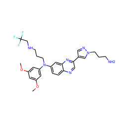 COc1cc(OC)cc(N(CCCNCC(F)(F)F)c2ccc3ncc(-c4cnn(CCCN)c4)nc3c2)c1 ZINC000219353846