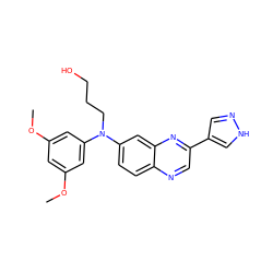 COc1cc(OC)cc(N(CCCO)c2ccc3ncc(-c4cn[nH]c4)nc3c2)c1 ZINC000204154406