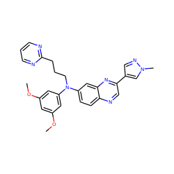 COc1cc(OC)cc(N(CCCc2ncccn2)c2ccc3ncc(-c4cnn(C)c4)nc3c2)c1 ZINC000204154945