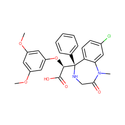 COc1cc(OC)cc(O[C@H](C(=O)O)[C@@]2(c3ccccc3)NCC(=O)N(C)c3cc(Cl)ccc32)c1 ZINC000013561019