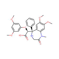COc1cc(OC)cc(O[C@H](C(=O)O)[C@@]2(c3ccccc3)NCC(=O)N(C)c3cc(OC)c(OC)cc32)c1 ZINC000013561021