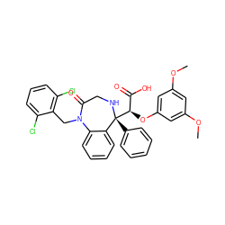 COc1cc(OC)cc(O[C@H](C(=O)O)[C@@]2(c3ccccc3)NCC(=O)N(Cc3c(Cl)cccc3Cl)c3ccccc32)c1 ZINC000026670878