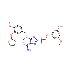 COc1cc(OC)cc(OCC(C)(C)c2nc3c(N)ncn(Cc4ccc(OC)c(OC5CCCC5)c4)c-3n2)c1 ZINC000101003027