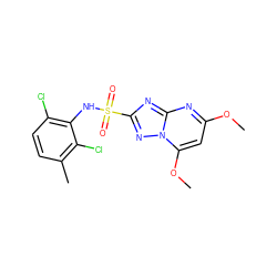 COc1cc(OC)n2nc(S(=O)(=O)Nc3c(Cl)ccc(C)c3Cl)nc2n1 ZINC000002382739