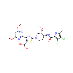 COc1cc(OC)nc(-c2nc(N3CC[C@@H](NC(=O)c4[nH]c(C)c(Cl)c4Cl)[C@@H](OC)C3)sc2C(=O)O)n1 ZINC000043201709