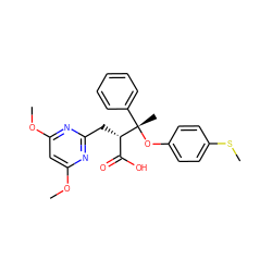 COc1cc(OC)nc(C[C@@H](C(=O)O)[C@@](C)(Oc2ccc(SC)cc2)c2ccccc2)n1 ZINC000028758731