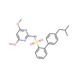 COc1cc(OC)nc(NS(=O)(=O)c2ccccc2-c2ccc(CC(C)C)cc2)n1 ZINC000013782435