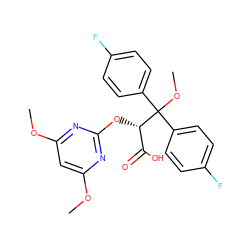 COc1cc(OC)nc(O[C@@H](C(=O)O)C(OC)(c2ccc(F)cc2)c2ccc(F)cc2)n1 ZINC000013756023