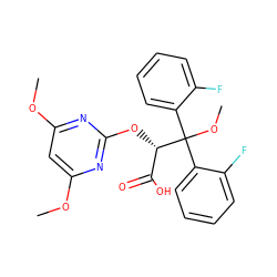 COc1cc(OC)nc(O[C@@H](C(=O)O)C(OC)(c2ccccc2F)c2ccccc2F)n1 ZINC000013756043