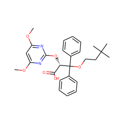 COc1cc(OC)nc(O[C@@H](C(=O)O)C(OCCC(C)(C)C)(c2ccccc2)c2ccccc2)n1 ZINC000013756050