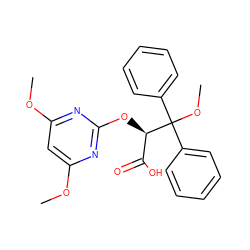 COc1cc(OC)nc(O[C@H](C(=O)O)C(OC)(c2ccccc2)c2ccccc2)n1 ZINC000003826221