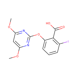 COc1cc(OC)nc(Oc2cccc(I)c2C(=O)O)n1 ZINC000103188755