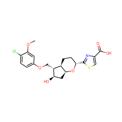 COc1cc(OC[C@H]2[C@H](O)C[C@@H]3O[C@@H](c4nc(C(=O)O)cs4)CC[C@@H]32)ccc1Cl ZINC000653700687