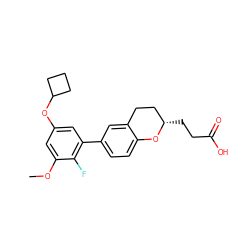 COc1cc(OC2CCC2)cc(-c2ccc3c(c2)CC[C@H](CCC(=O)O)O3)c1F ZINC001772643663