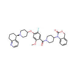 COc1cc(OC2CCN([C@@H]3CCCc4ncccc43)CC2)c(F)cc1C(=O)N1CCC(N2C(=O)OCc3ccccc32)CC1 ZINC000026277865