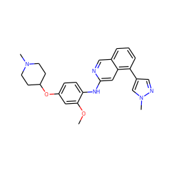 COc1cc(OC2CCN(C)CC2)ccc1Nc1cc2c(-c3cnn(C)c3)cccc2cn1 ZINC000207610585