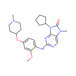 COc1cc(OC2CCN(C)CC2)ccc1Nc1ncc2c(n1)n(C1CCCC1)c(=O)n2C ZINC000073096242