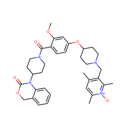 COc1cc(OC2CCN(Cc3c(C)cc(C)[n+]([O-])c3C)CC2)ccc1C(=O)N1CCC(N2C(=O)OCc3ccccc32)CC1 ZINC000026267824