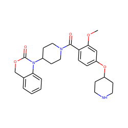 COc1cc(OC2CCNCC2)ccc1C(=O)N1CCC(N2C(=O)OCc3ccccc32)CC1 ZINC000013779778