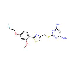 COc1cc(OCCF)ccc1-c1nc(CSc2nc(N)cc(N)n2)cs1 ZINC000096283871