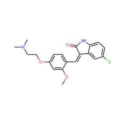 COc1cc(OCCN(C)C)ccc1/C=C1\C(=O)Nc2ccc(Cl)cc21 ZINC000095561988