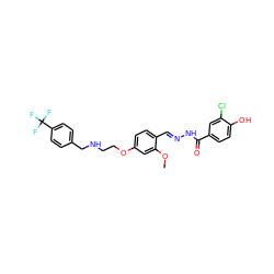 COc1cc(OCCNCc2ccc(C(F)(F)F)cc2)ccc1/C=N/NC(=O)c1ccc(O)c(Cl)c1 ZINC000013492700