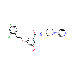 COc1cc(OCCc2ccc(Cl)cc2Cl)cc(C(=O)NCC2CCN(c3ccncc3)CC2)c1 ZINC000013643394