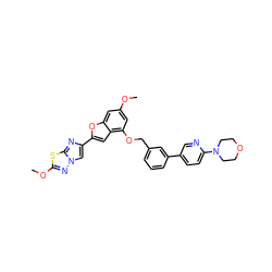 COc1cc(OCc2cccc(-c3ccc(N4CCOCC4)nc3)c2)c2cc(-c3cn4nc(OC)sc4n3)oc2c1 ZINC000205683159