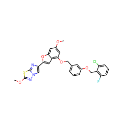 COc1cc(OCc2cccc(OCc3c(F)cccc3Cl)c2)c2cc(-c3cn4nc(OC)sc4n3)oc2c1 ZINC000653670145