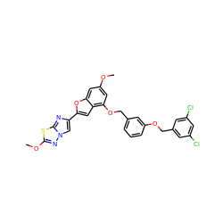 COc1cc(OCc2cccc(OCc3cc(Cl)cc(Cl)c3)c2)c2cc(-c3cn4nc(OC)sc4n3)oc2c1 ZINC000653681048