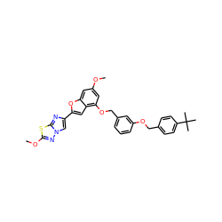 COc1cc(OCc2cccc(OCc3ccc(C(C)(C)C)cc3)c2)c2cc(-c3cn4nc(OC)sc4n3)oc2c1 ZINC000653668931