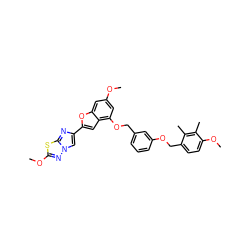 COc1cc(OCc2cccc(OCc3ccc(OC)c(C)c3C)c2)c2cc(-c3cn4nc(OC)sc4n3)oc2c1 ZINC000653768448