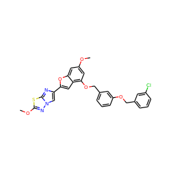 COc1cc(OCc2cccc(OCc3cccc(Cl)c3)c2)c2cc(-c3cn4nc(OC)sc4n3)oc2c1 ZINC000205957692