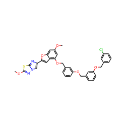 COc1cc(OCc2cccc(OCc3cccc(OCc4cccc(Cl)c4)c3)c2)c2cc(-c3cn4nc(OC)sc4n3)oc2c1 ZINC000653681039