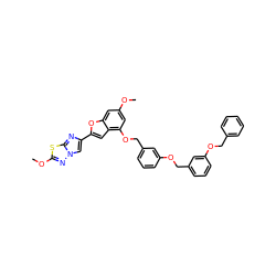 COc1cc(OCc2cccc(OCc3cccc(OCc4ccccc4)c3)c2)c2cc(-c3cn4nc(OC)sc4n3)oc2c1 ZINC000653686462