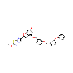 COc1cc(OCc2cccc(OCc3cccc(Oc4ccccc4)c3)c2)c2cc(-c3cn4nc(OC)sc4n3)oc2c1 ZINC000653666916