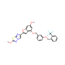 COc1cc(OCc2cccc(OCc3ccccc3C(F)(F)F)c2)c2cc(-c3cn4nc(OC)sc4n3)oc2c1 ZINC000653667732