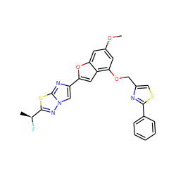 COc1cc(OCc2csc(-c3ccccc3)n2)c2cc(-c3cn4nc([C@H](C)F)sc4n3)oc2c1 ZINC000222984165