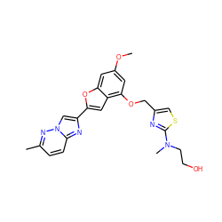 COc1cc(OCc2csc(N(C)CCO)n2)c2cc(-c3cn4nc(C)ccc4n3)oc2c1 ZINC000653684269