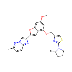 COc1cc(OCc2csc(N3CCC[C@@H]3C)n2)c2cc(-c3cn4nc(C)ccc4n3)oc2c1 ZINC000653665236