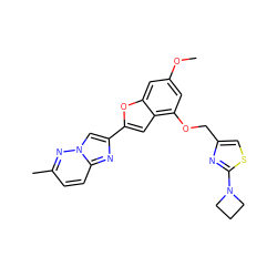 COc1cc(OCc2csc(N3CCC3)n2)c2cc(-c3cn4nc(C)ccc4n3)oc2c1 ZINC000653672741