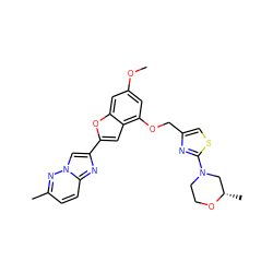 COc1cc(OCc2csc(N3CCO[C@@H](C)C3)n2)c2cc(-c3cn4nc(C)ccc4n3)oc2c1 ZINC000653665243