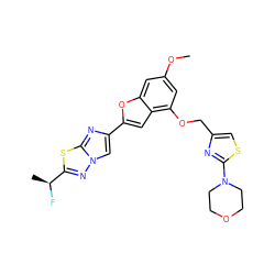 COc1cc(OCc2csc(N3CCOCC3)n2)c2cc(-c3cn4nc([C@H](C)F)sc4n3)oc2c1 ZINC000143365220