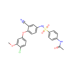 COc1cc(Oc2ccc(NS(=O)(=O)c3ccc(NC(C)=O)cc3)cc2C#N)ccc1Cl ZINC001772614191