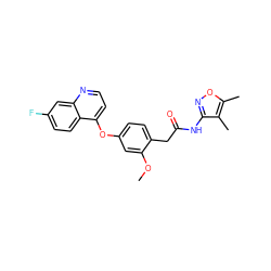 COc1cc(Oc2ccnc3cc(F)ccc23)ccc1CC(=O)Nc1noc(C)c1C ZINC000084618655