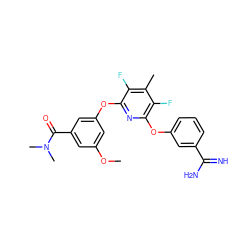 COc1cc(Oc2nc(Oc3cccc(C(=N)N)c3)c(F)c(C)c2F)cc(C(=O)N(C)C)c1 ZINC000013474038